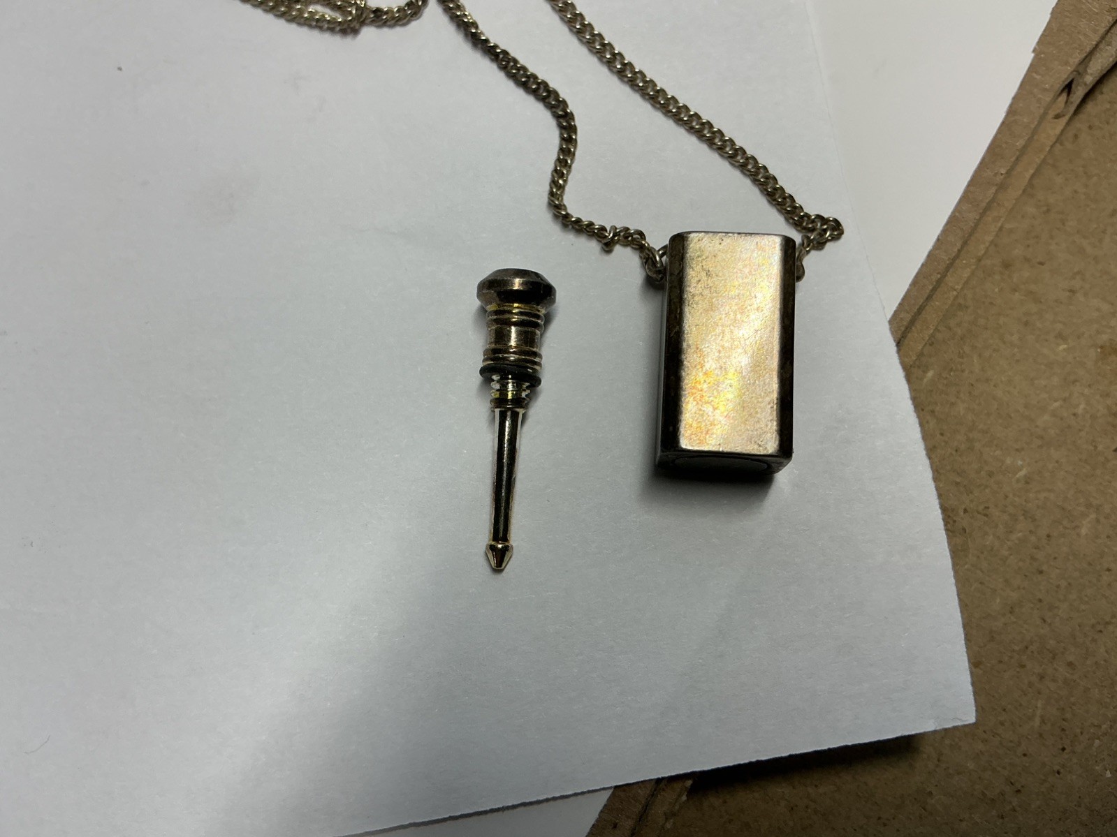 Vintage Mini Perfume Bottle Pendant with Dauber