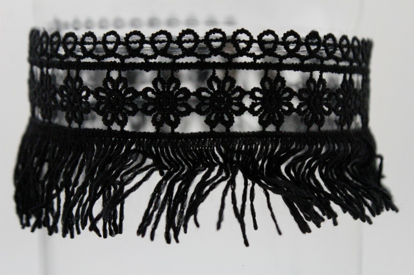 Women Tassel Strand Fringes Cool Style Fashion Black Fabric Choker Necklace