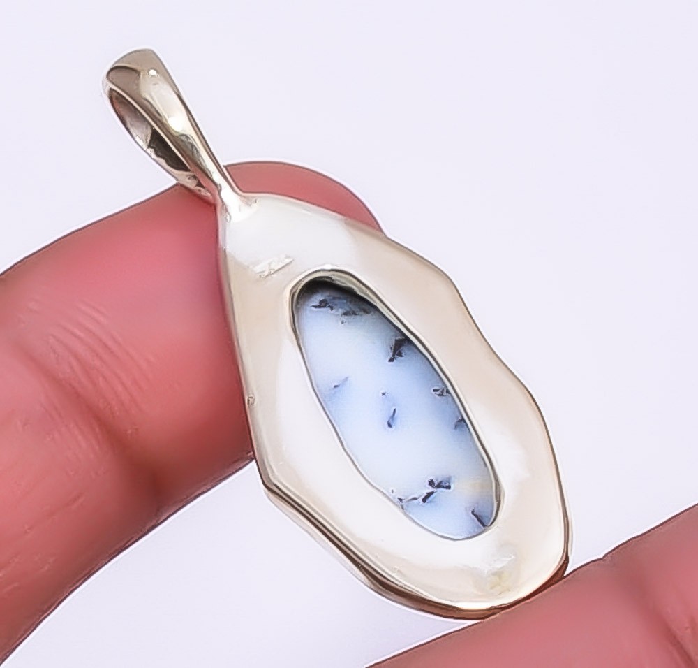 Dendritic Opal – Brazil 925 Silver Plated Jewelry Pendant 1.64″ T72