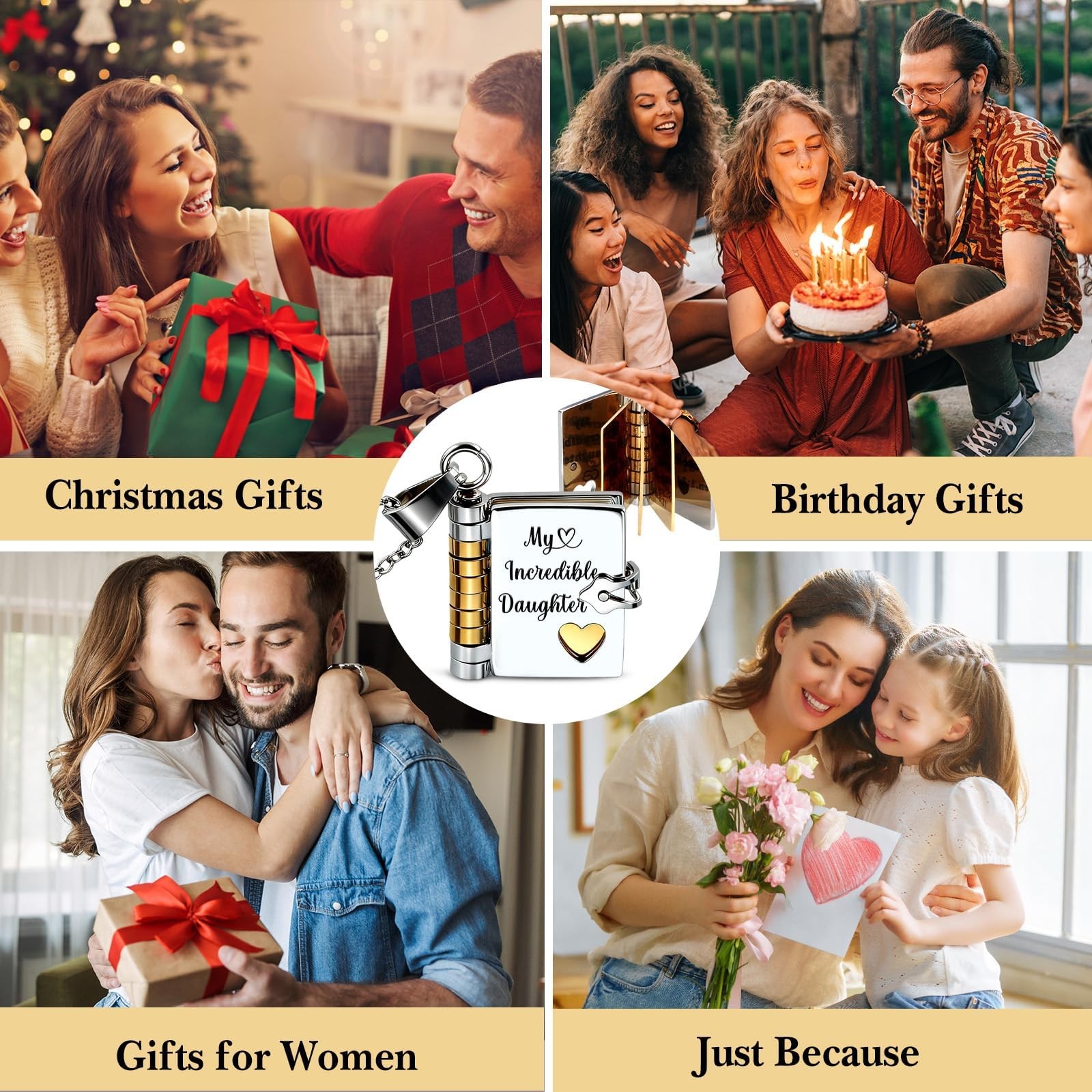 My Incredible Daughter Book Necklace Gifts for Daughter from Mom Dad Engraved…