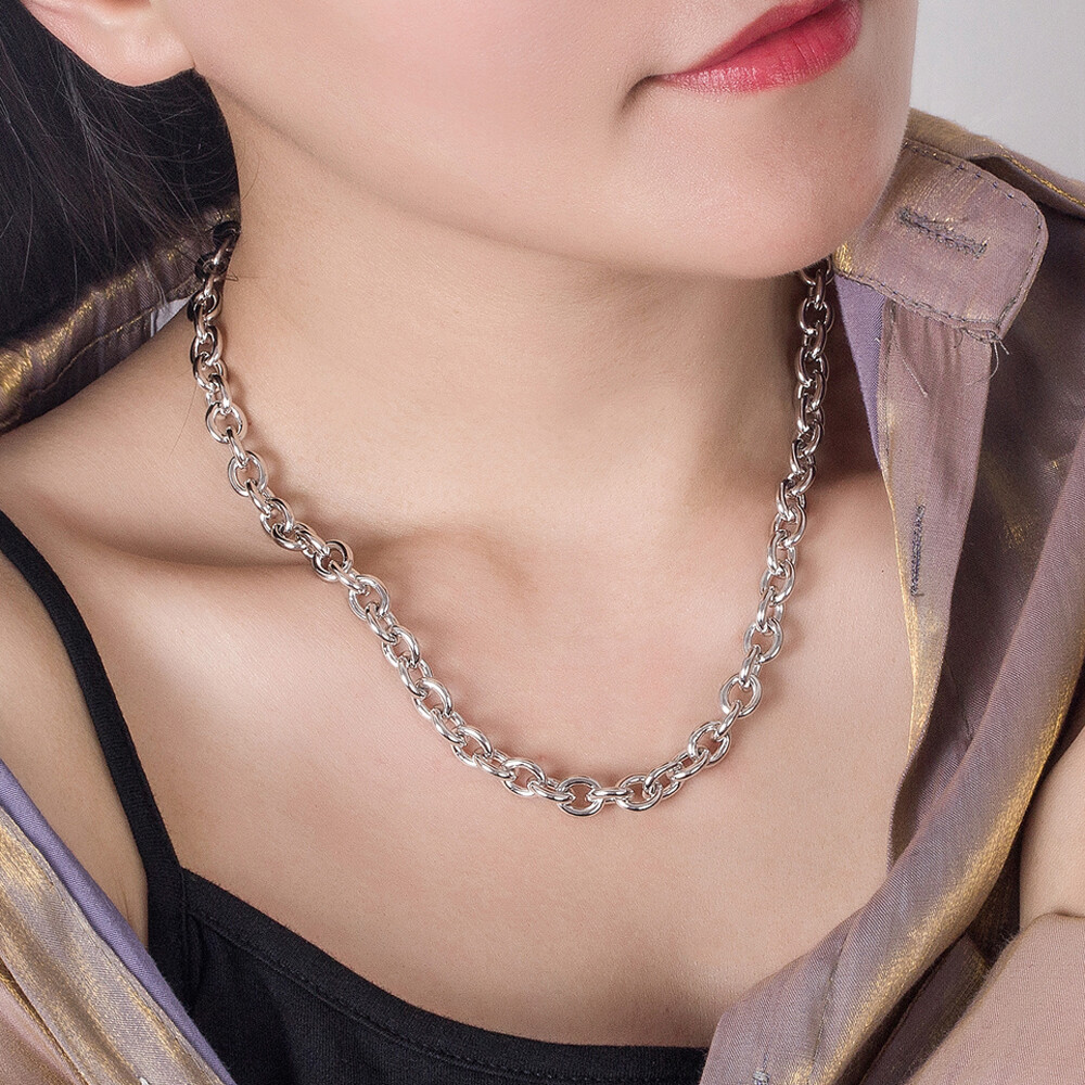 925 Sterling Silver 8.5mm Round Cable Rolo Chain Necklace 16″- 26″ Men & Women