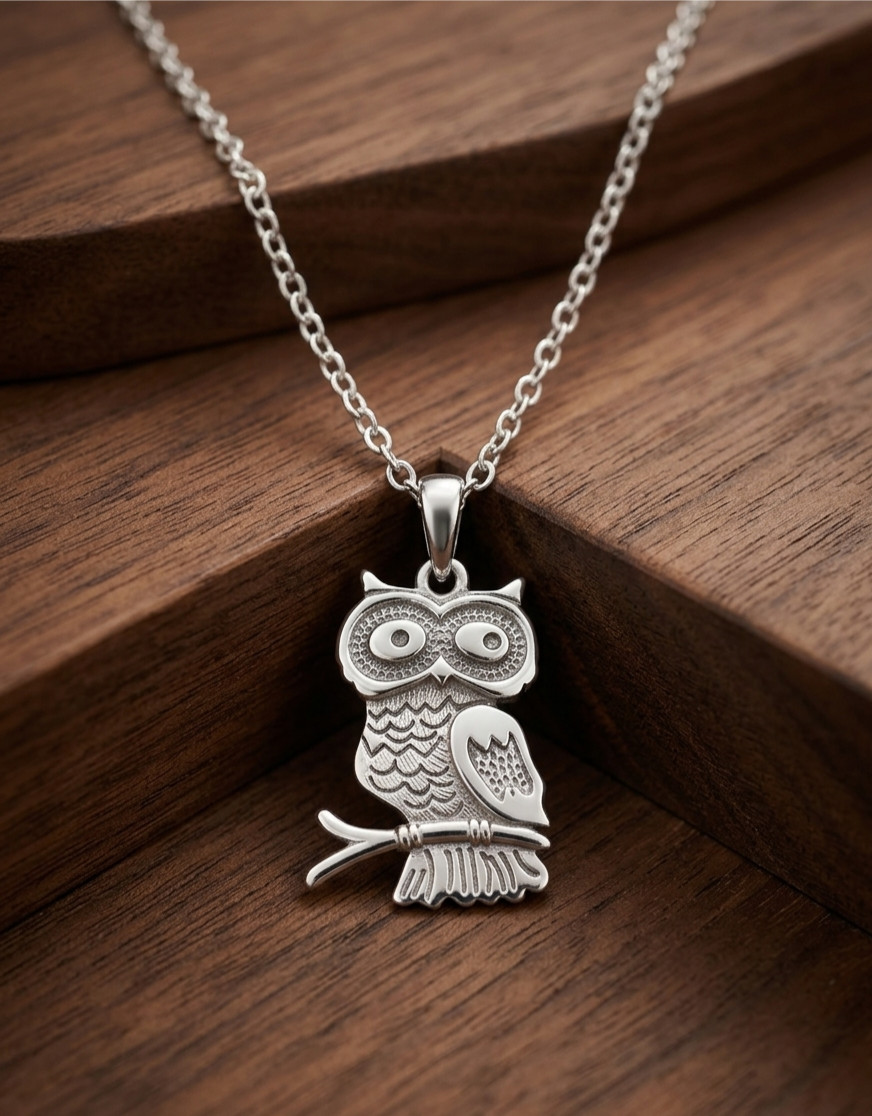 Pure Brass Crafted Unique Owl Design Pendent Design Gold And More With Chain