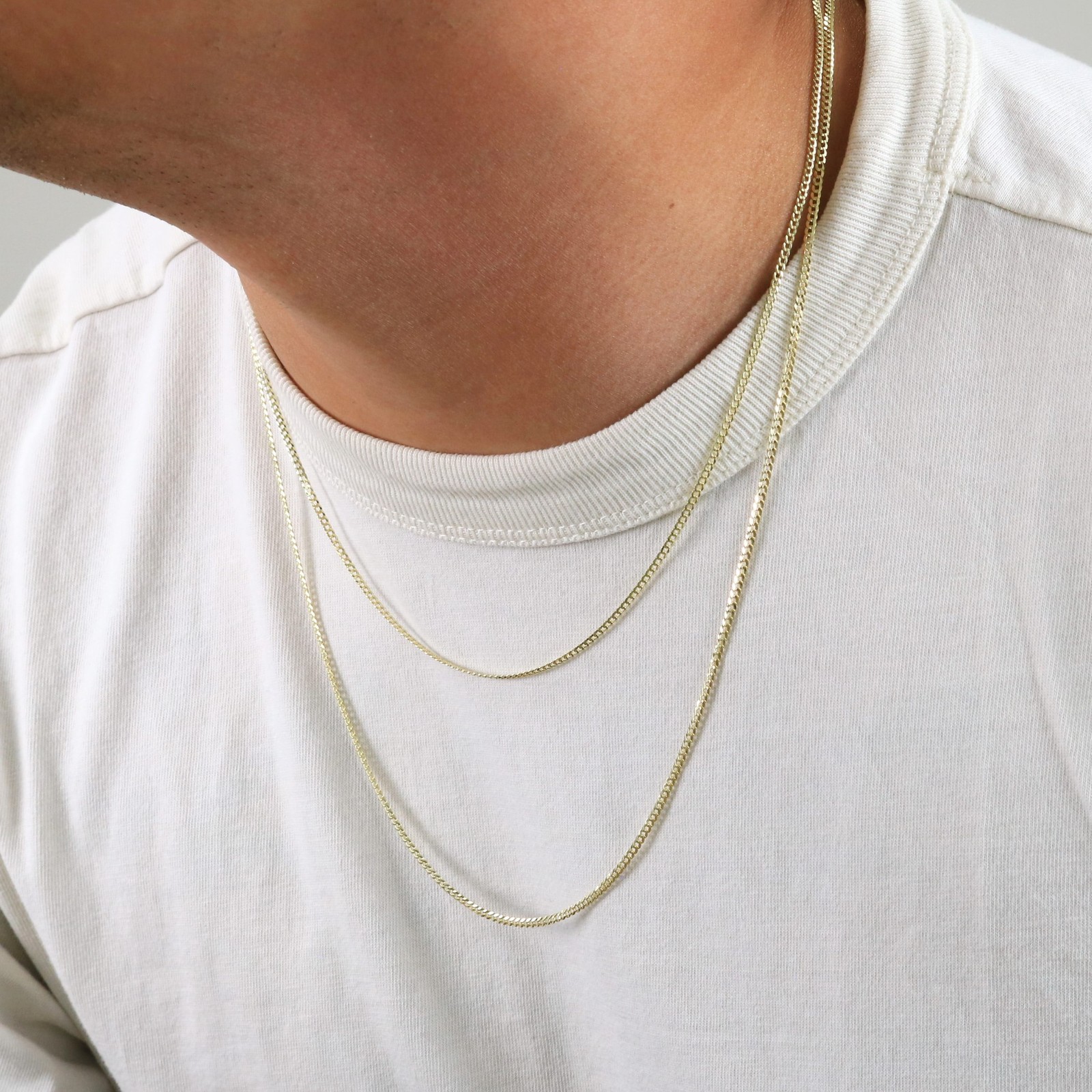 14K Yellow Gold 2mm Solid Curb Cuban Chain Link Mens Womens Necklace 22″
