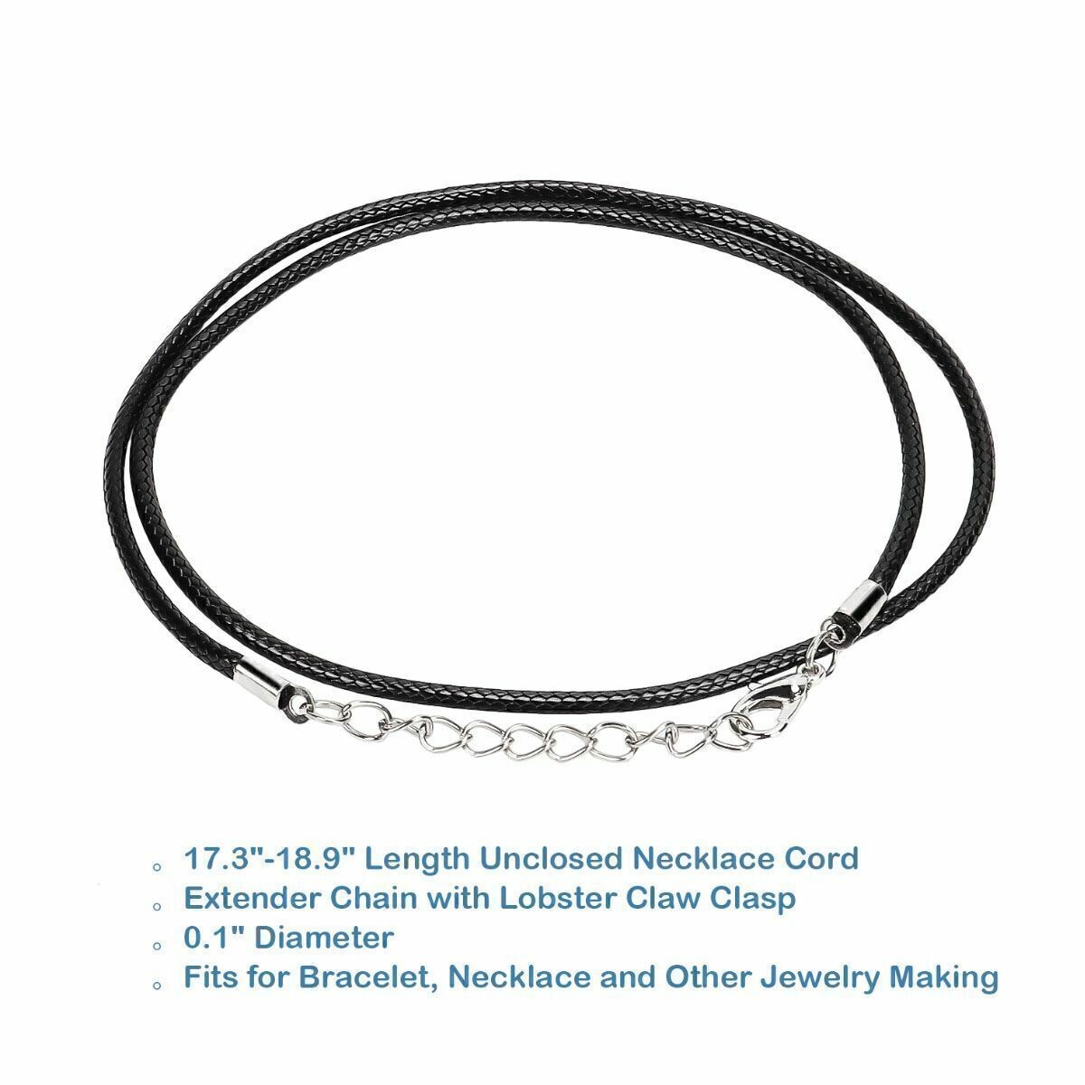 10-50pcs 19″ Necklace Waxed Cord Chain Braided Rope for Jewelry Making w/ Clasps