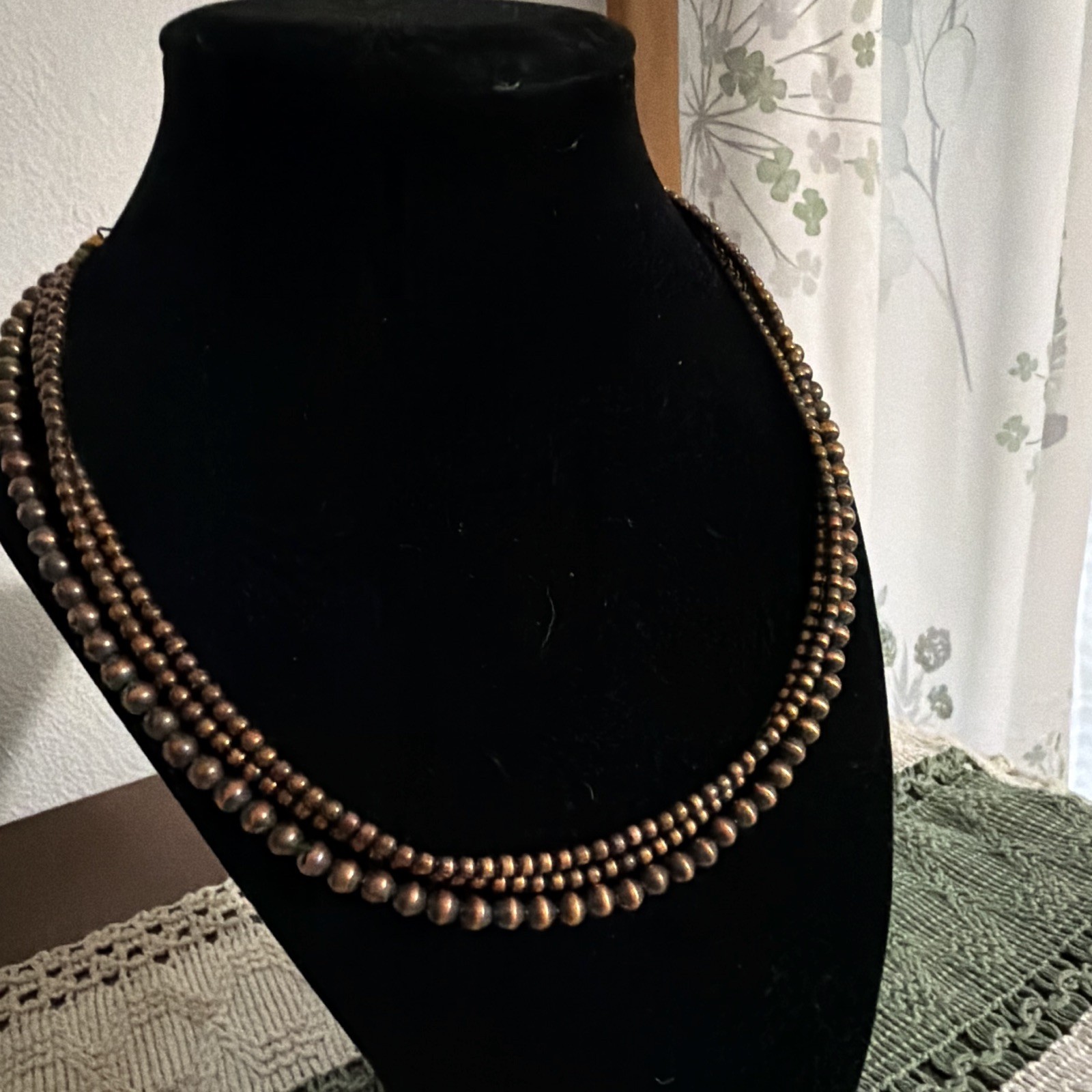3 strands of copper pearls.16mm each. adjust at different lengths and layer!!💕