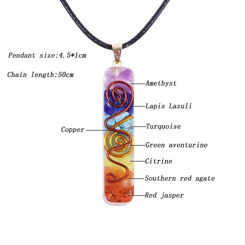Orgonite Amulet Pendant Orgonite Resin 7 Chakra Necklace Rainbow Crystal Jewelry