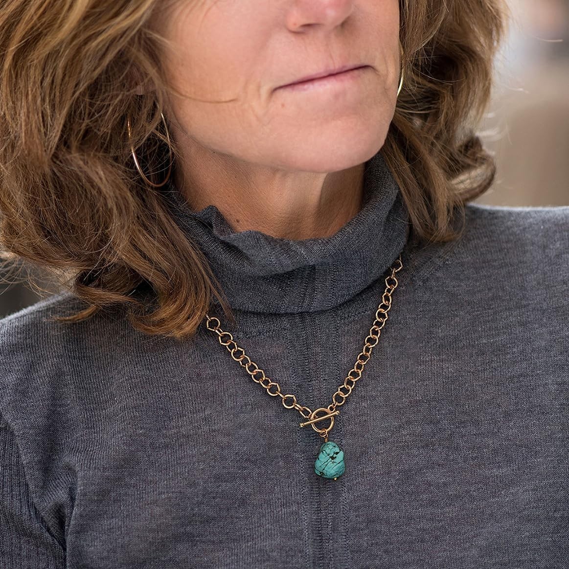 Unique Irregular Turquoise Pendant Necklace in 18k Gold for Every Occasion