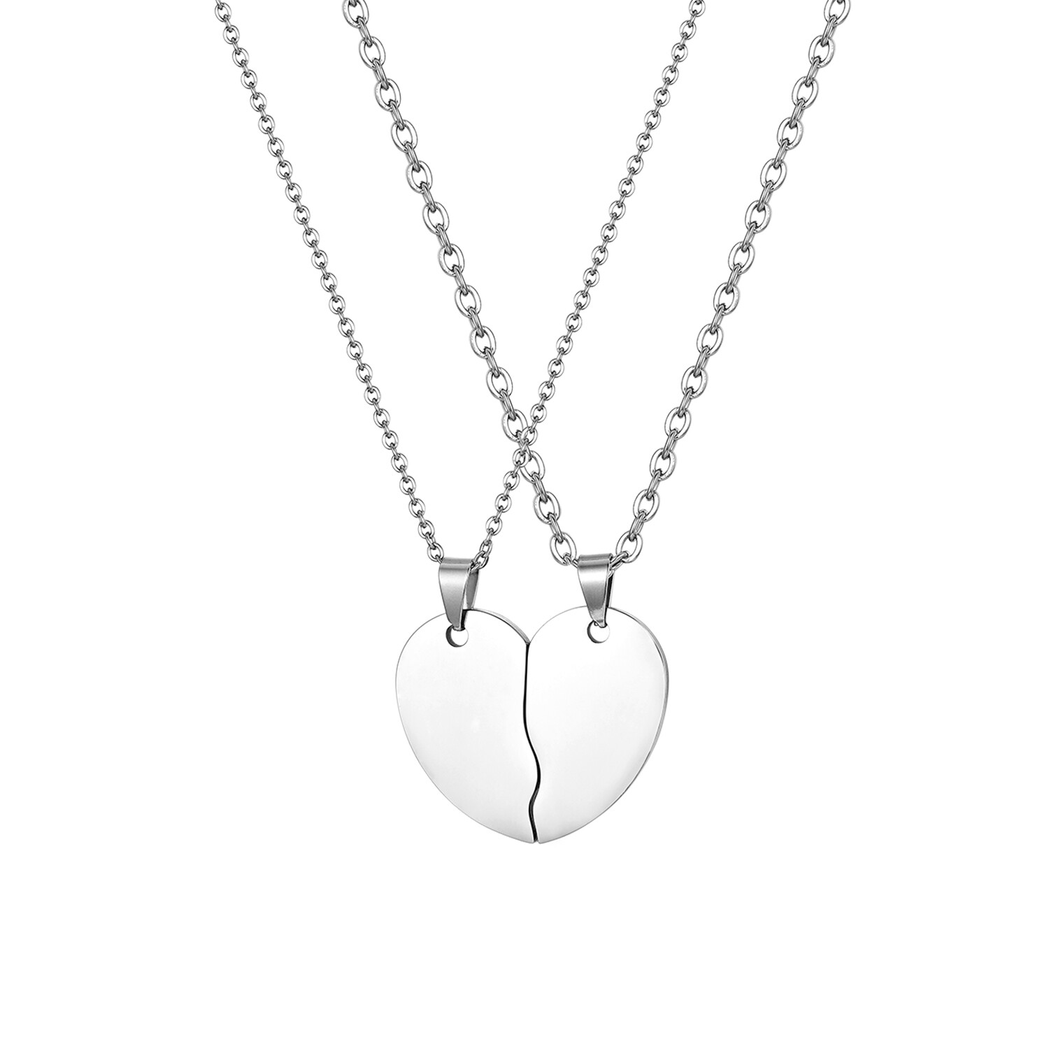 Couples Love Heart Puzzle Pendant Necklace Free Engraving Valentine’s Day Gift