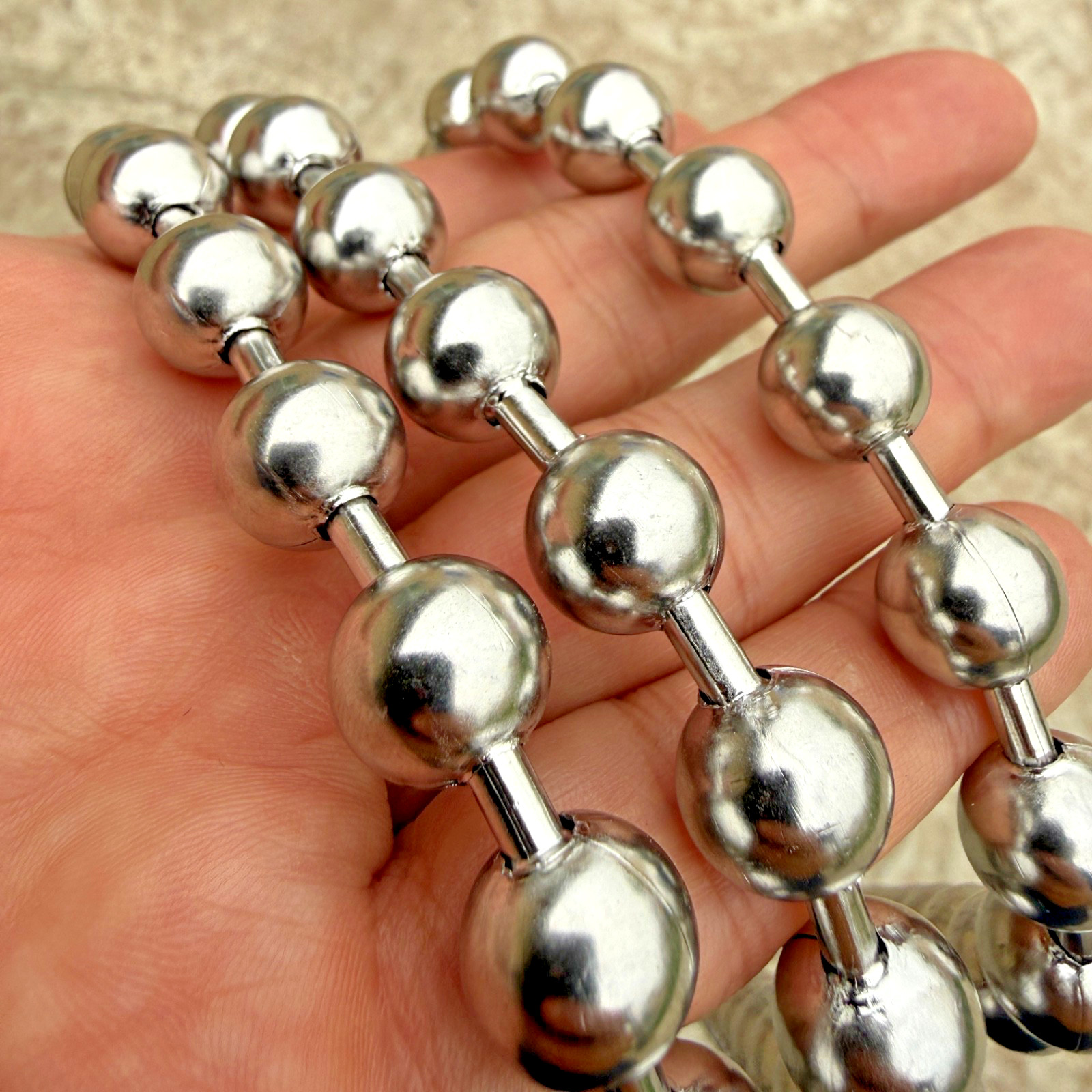316L Stainless Steel Ball Bead Chain Necklace Hollow Beaded Balls 12MM Thick
