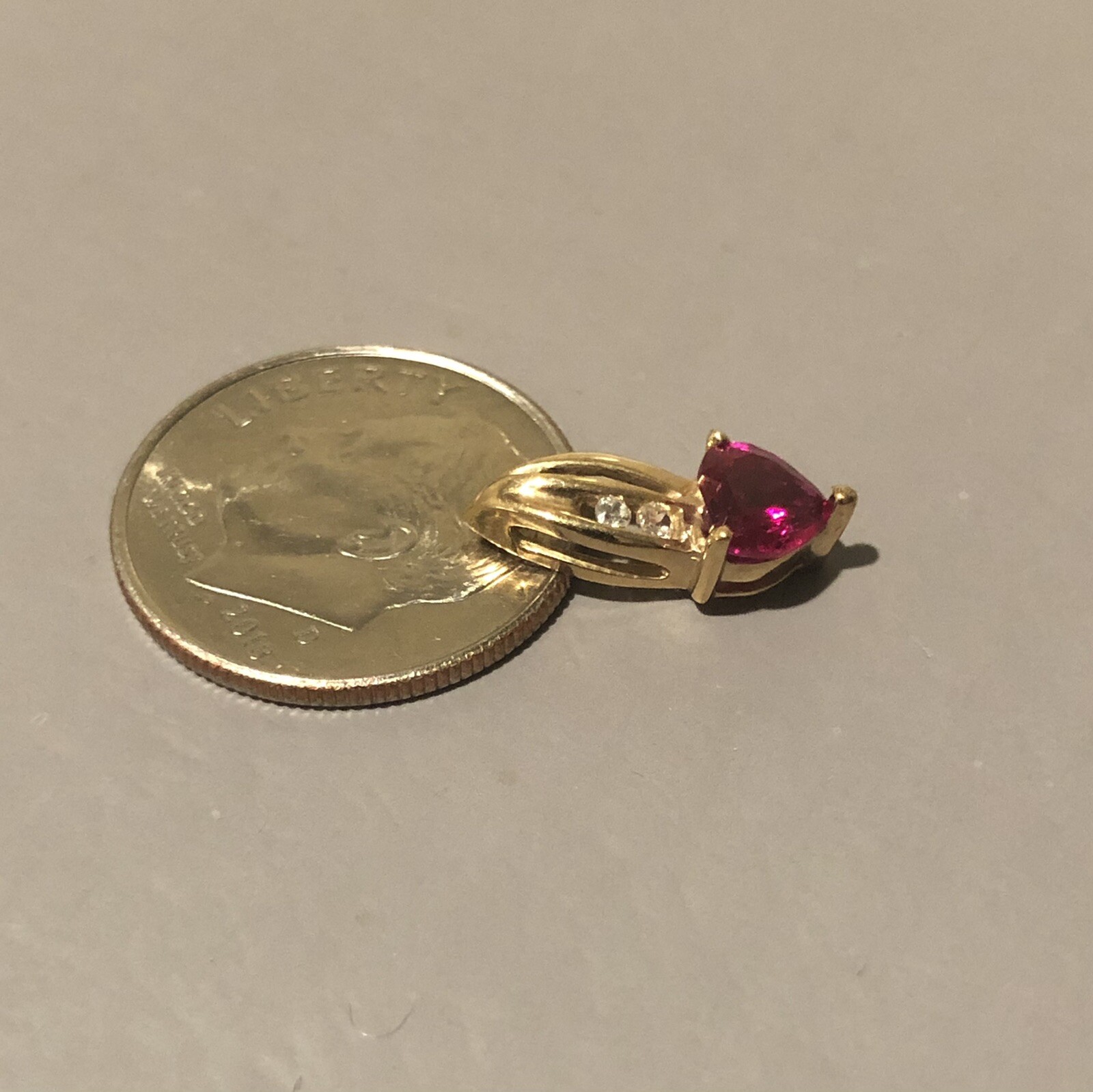 NWOT 10k Yellow Gold CZ Ruby Pendant