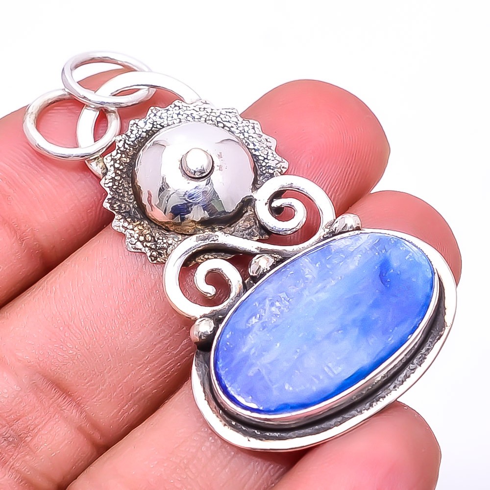 Kyanite – Nepal Designer Handmade 925 Sterling Silver Pendant 2.03″ P941219637