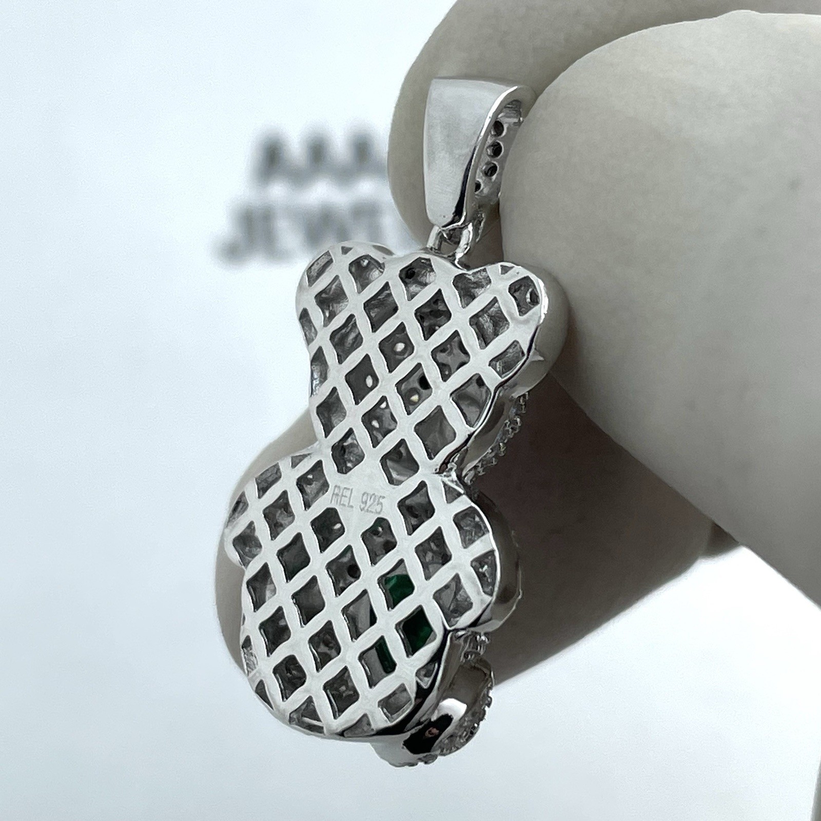 REAL 925 STERLING SILVER CUBIC ZIRCONIA TEDDY BEAR PENDANT