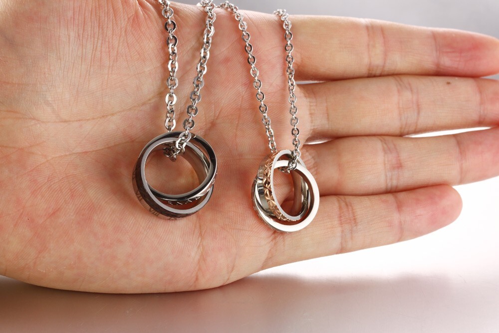 n456 Couple Stainless Steel Pendant Necklace Fashion Bling for Boy girls Lover