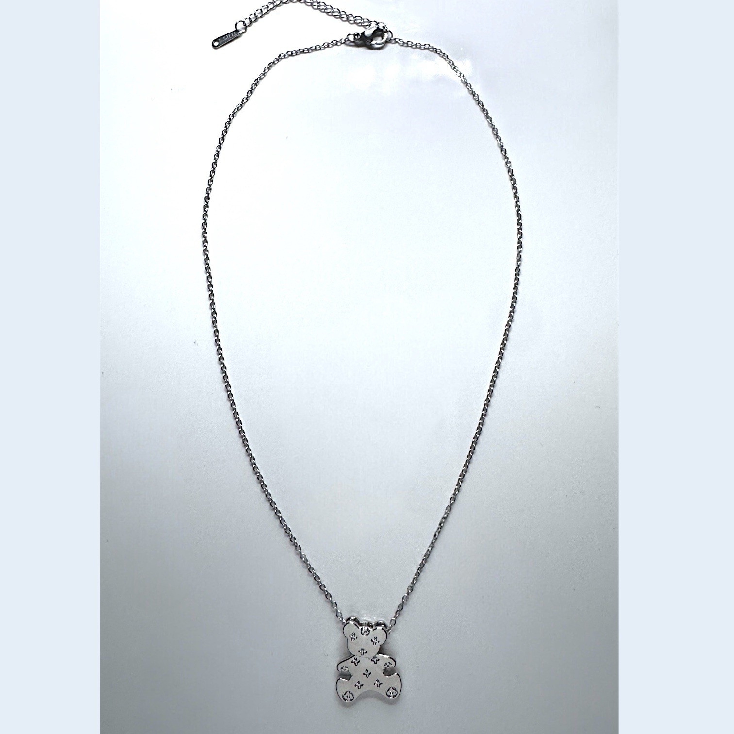 Stainless Steel Articulating Teddy Bear Pendant Necklace Dainty Cute 16” Gift