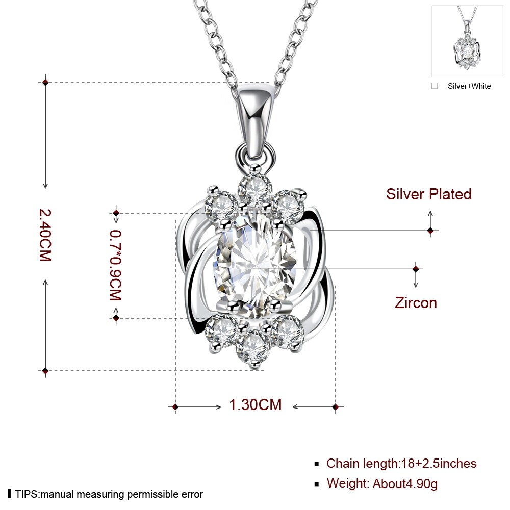 Chic 925 Sterling Silver Filled SF CZ Pendant Necklace N-A784 Gift