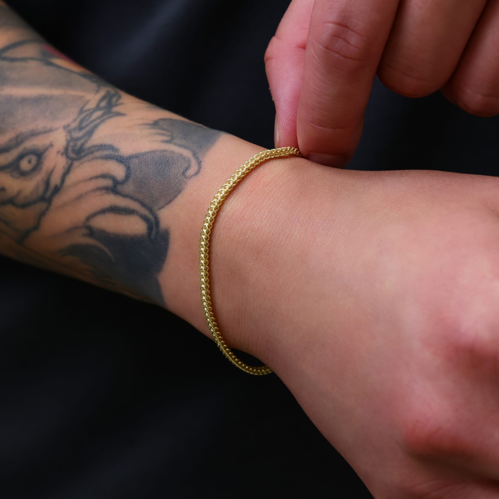 14k Yellow Gold 2.5mm Franco Box Square Wheat Foxtail Bracelet Chain Mens 8″