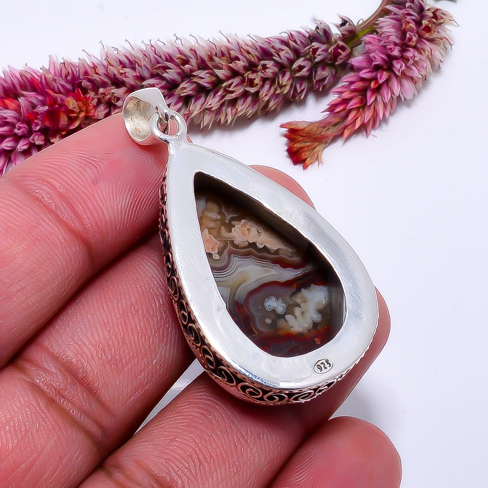 Crazy Lace Agate – Australia Fine Art 925 Sterling Silver Pendant 1.56″ P7114261