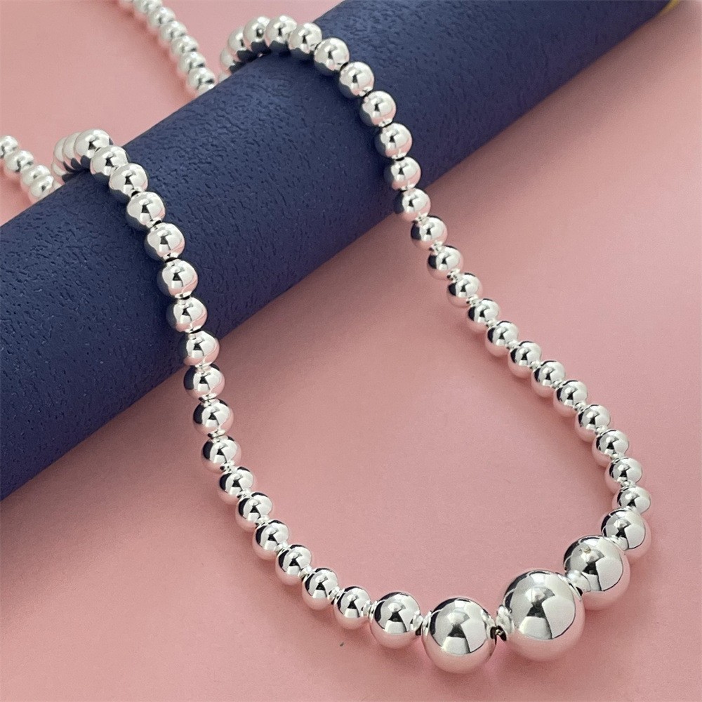 20″ Women’s 925 Sterling Silver Hollow Beads Balls Chain Necklace