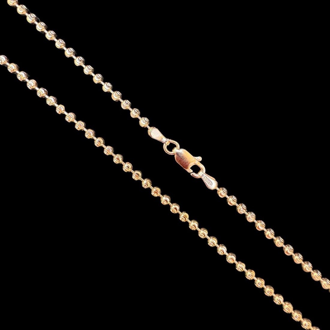 Rose Gold Plated 925 Ball/Bead Chain Necklace, Lobster Clasp, Signed