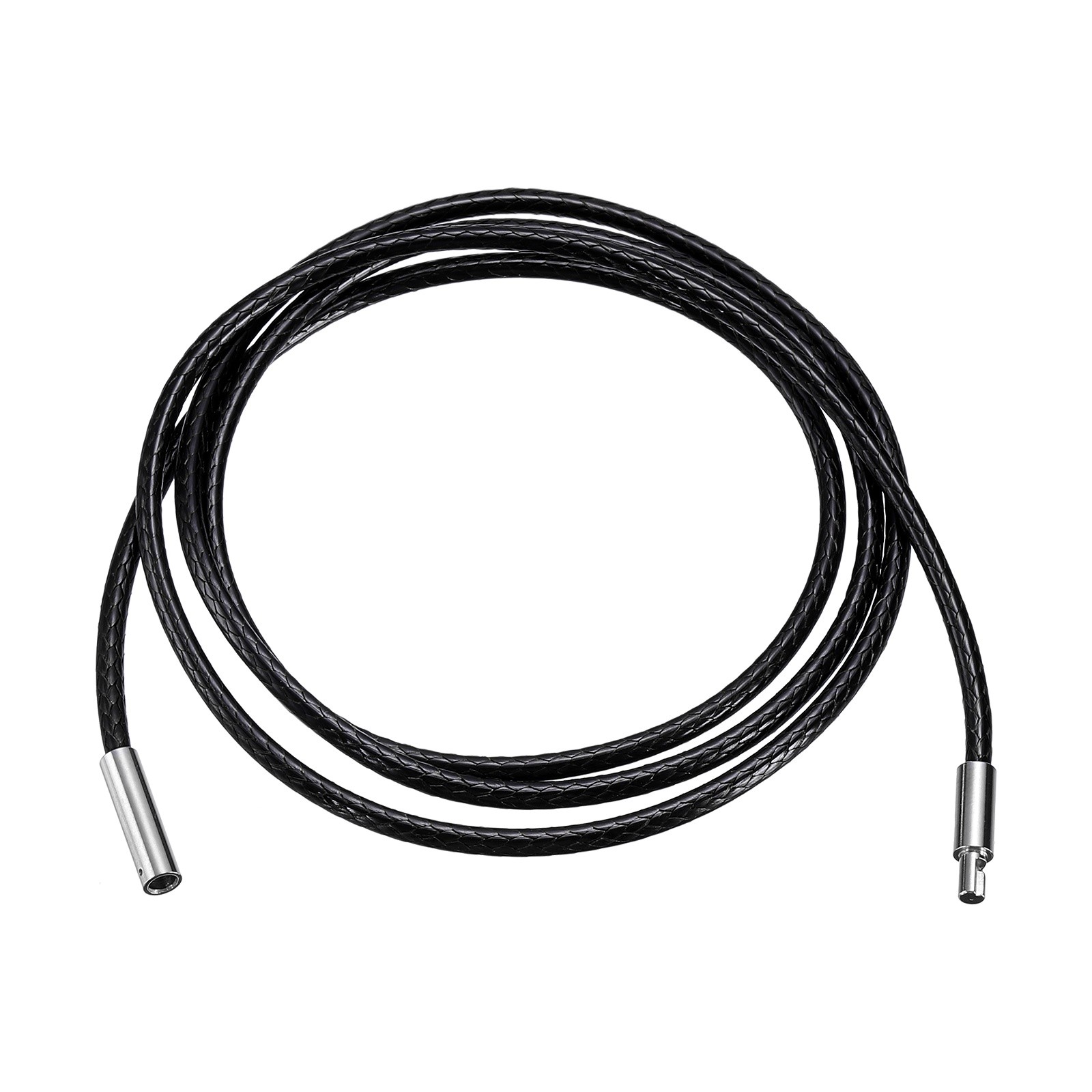 2mm Black Leather Necklace Cord Braided Wax Rope Chain Length 20 Inch