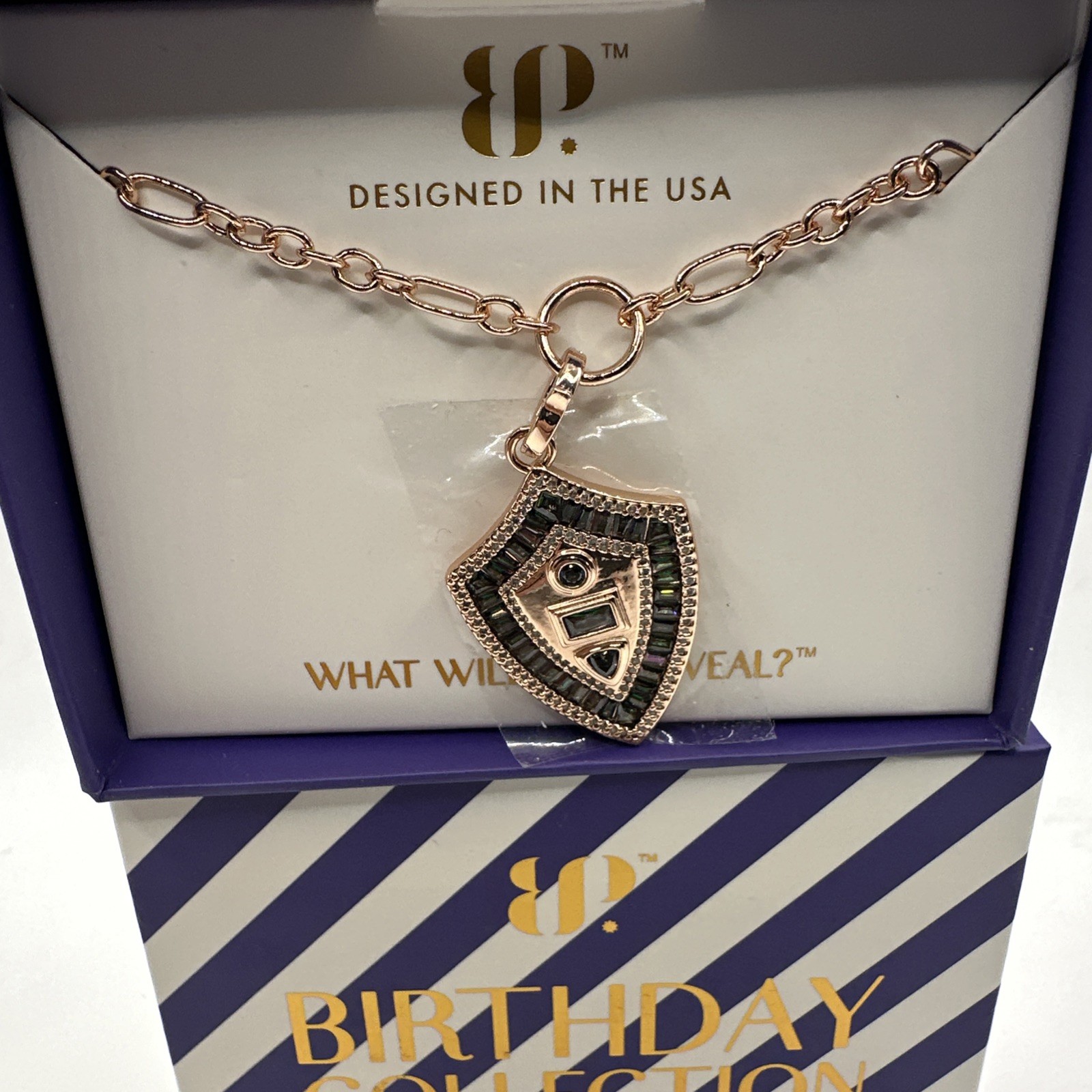 Bomb party June 2026 necklace “The Arabella Shield” LC Alexandrite RG plating