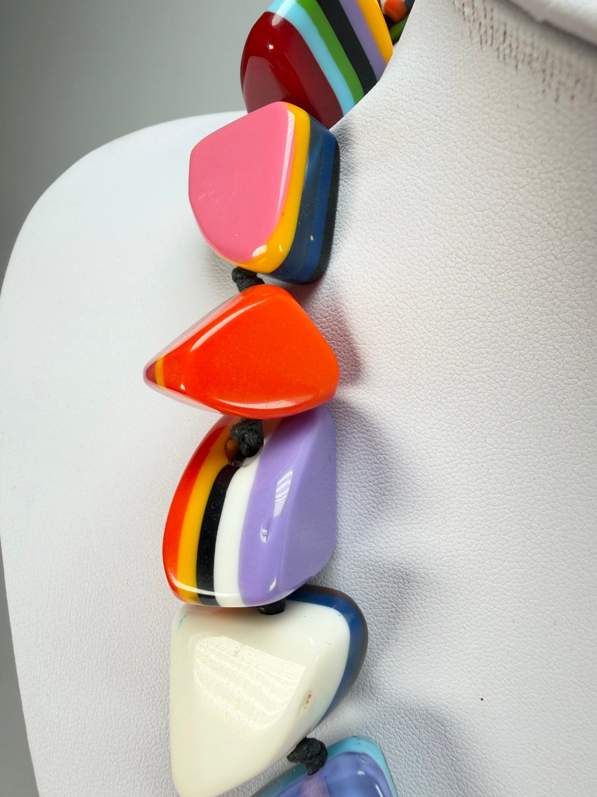 Jackie Brazil “Natural” Pop Art Large Stones 55cm Resin Necklace ( N0378 )