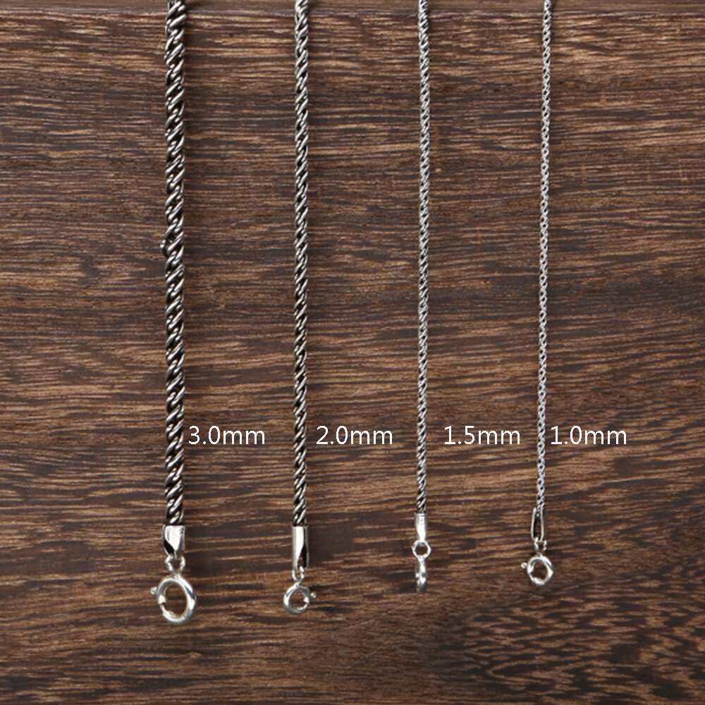 Real 925 Sterling Silver Necklace Rope Link Chain 1mm 1.5mm 2mm 3mm 15.7″- 23.6″
