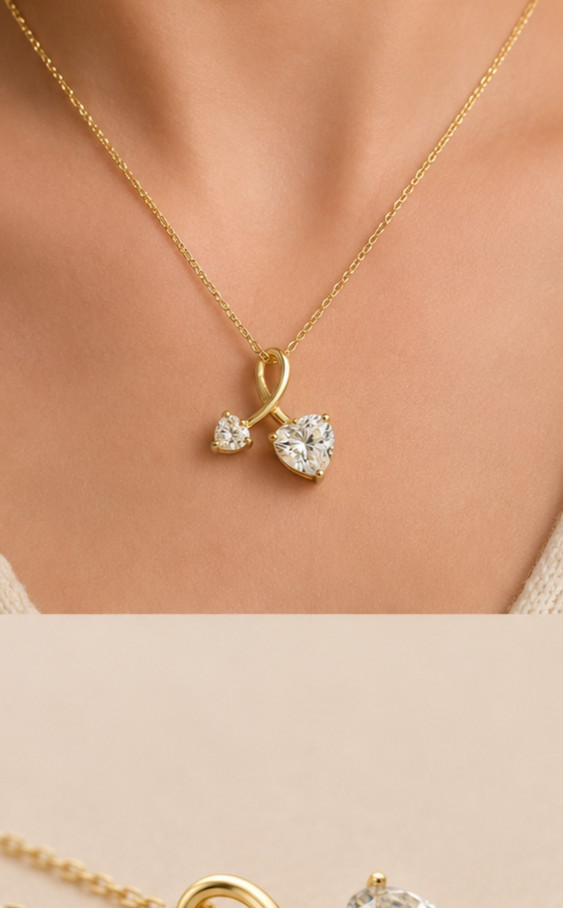 1.20Ct Round Cut Simulated Diamond Heart Shape Pendant 14K Yellow Gold Plated