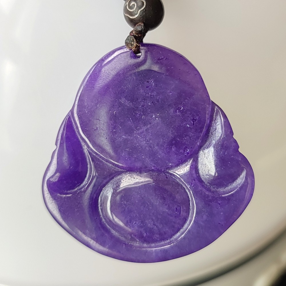 Certified Grade A Lavender Natural Burma Jade jadeite Buddha Pendant Amulet 4251