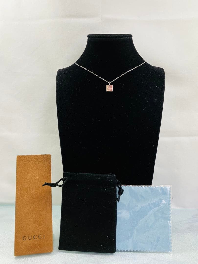 Excellent GUCCI Pendant Top, 925 Sterling Silver + Aftermarket Thin Chain,