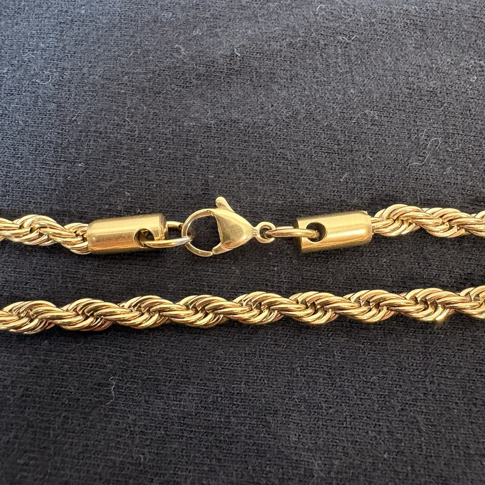 Gold Necklace 18k Gold PVD Plated Stainless Steel 4mm Rope Chain In 26 Inches