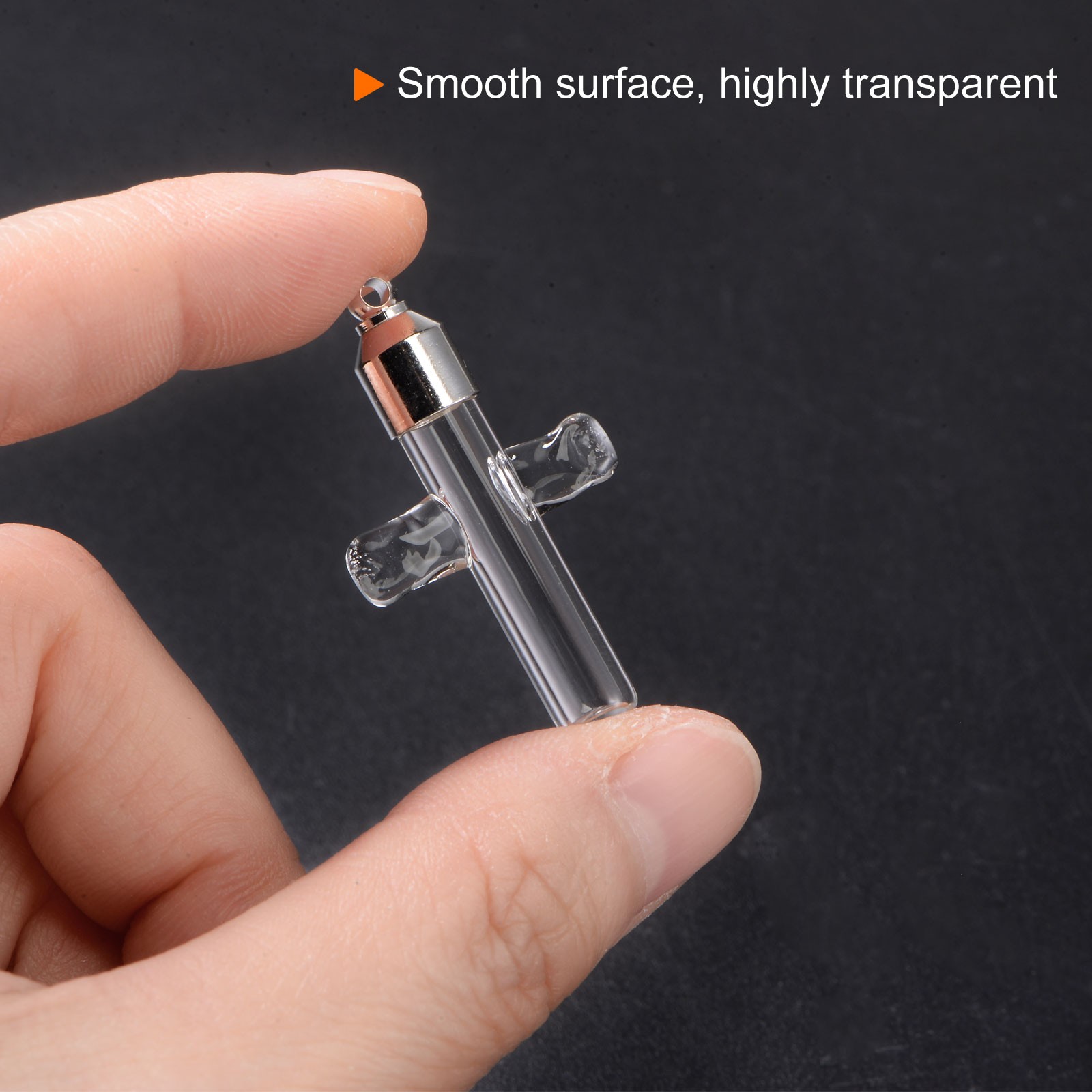 5pack Name on Rice Glass Vial Pendant Cross