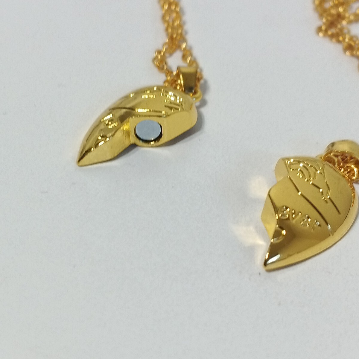 Couples Forever Heart Pendant Necklace Brass Plated Gold One Size