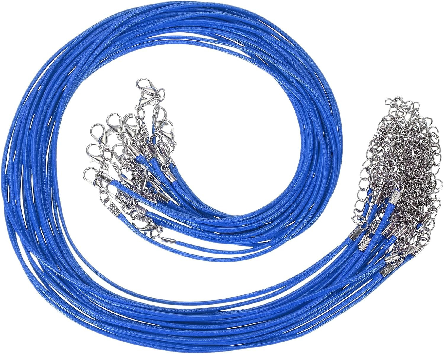 16″X0.06″ Necklace Cord, 20 Pcs Waxed Leather Necklace String Rope Bulk with Cla