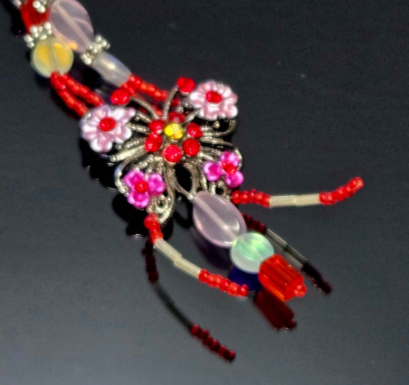 Handmade Beaded Pendant Necklaces Boho Floral Artisan Jewelry Set Gift 6 pc