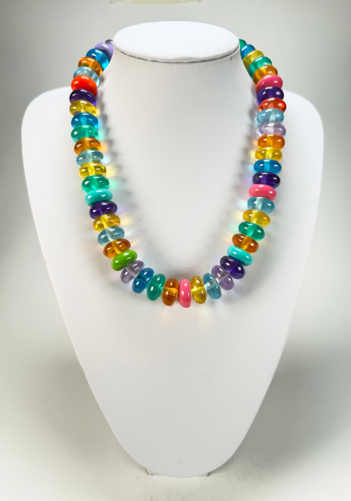 Jackie Brazil “Ana” Transparent Summer Mix Resin Wheels 70cm Necklace ( N0044 )