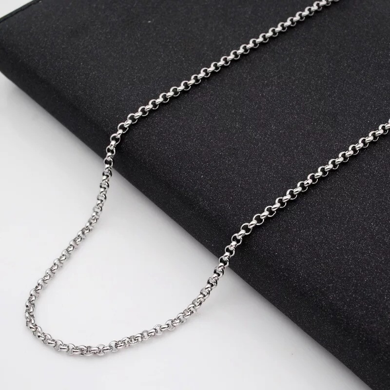 Wholesale Price Stainless Steel 3mm Rolo Link Chain Necklace Mens Womens 20″-32″