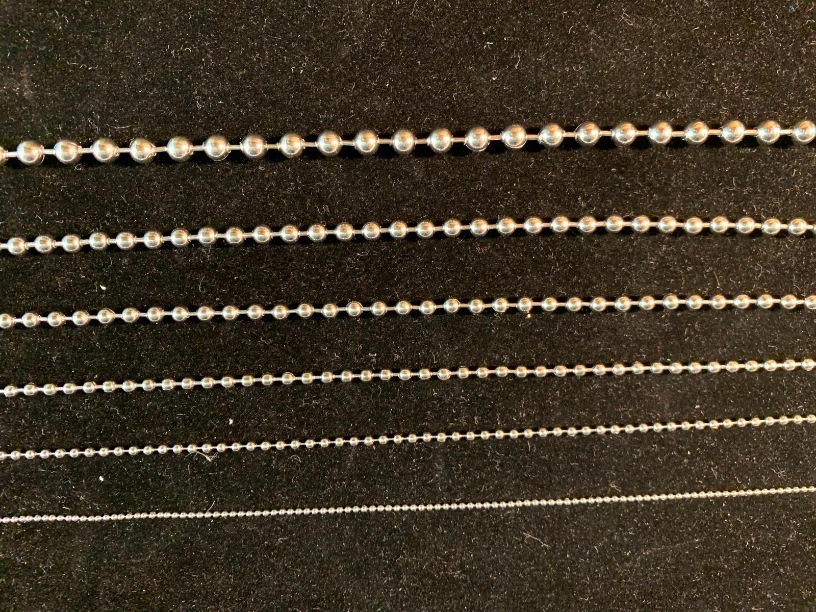 1.5/2.4/3.2/4/4.5/6mm 15″-108″ STAINLESS STEEL SILVER BALL CHAIN NECKLACE
