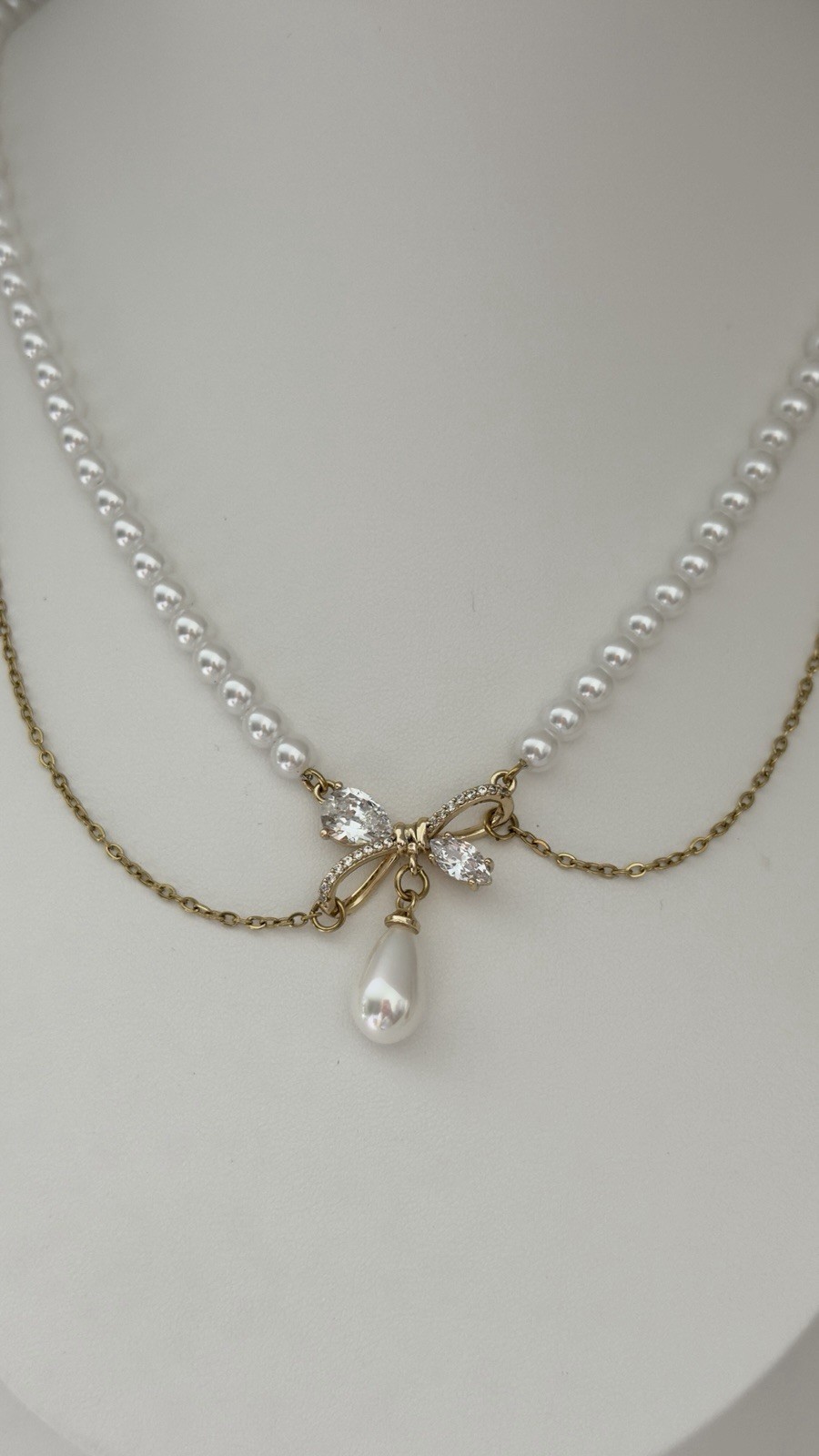 Tie set with high quality 14k laminated pearls size 18 cm 24