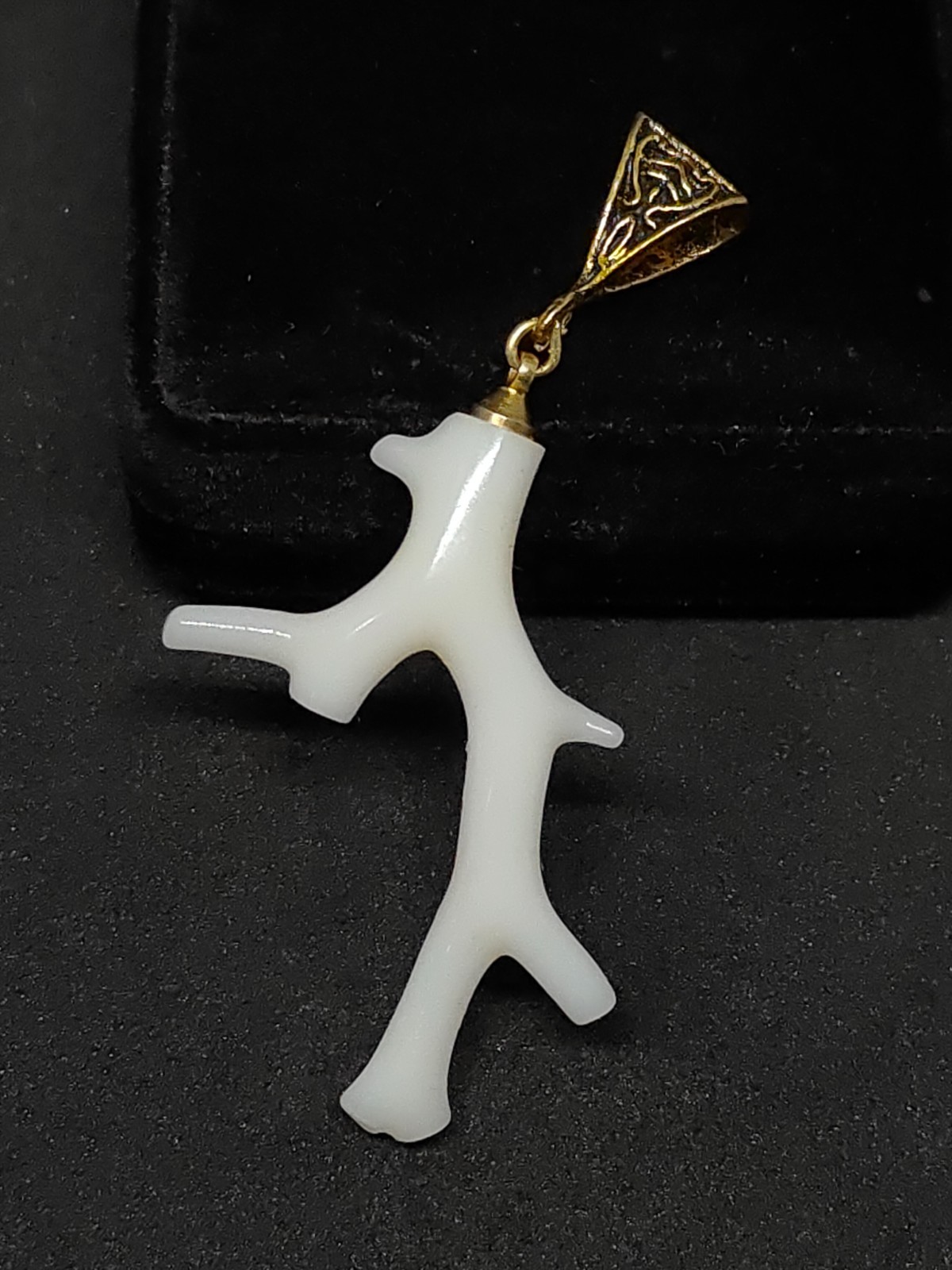 white coral branch pandant -Natural Stone Gold Brass Handmade Jewelry Making