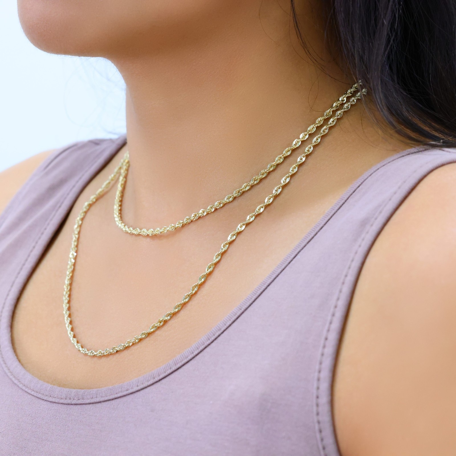 10K Yellow Gold 3mm Rope Chain Laser Diamond Cut Necklace Mens Womens 16″- 30″