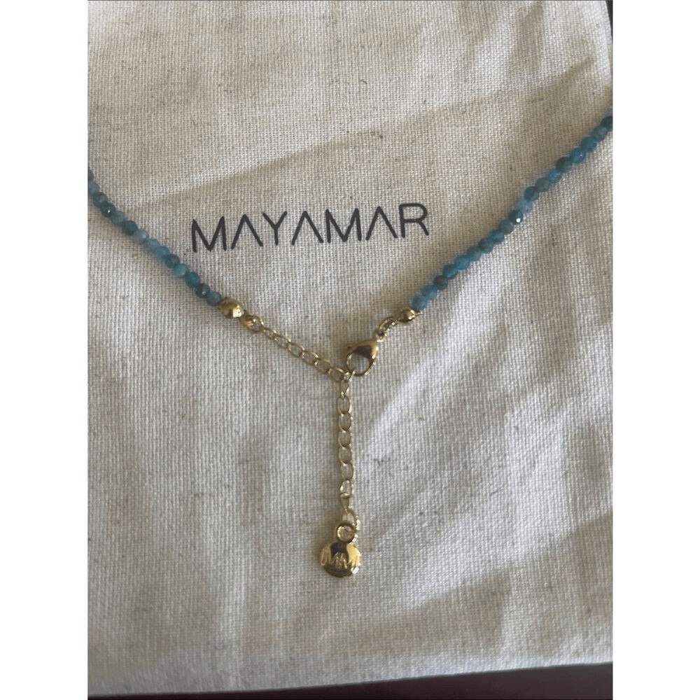 Gold Fish Pendant on genuine Blue Agate Beaded Necklace – 24k gold plated