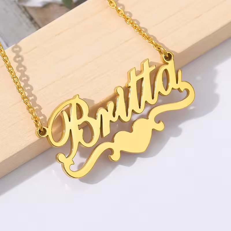 Custom Heart Pendant Name Necklace Fashion Jewelry Stainless Steel Chain Women