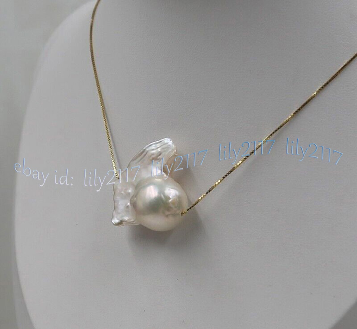 Huge 17-25mm Natural White South Sea Baroque Keshi Pearl Pendant Necklace 18inch