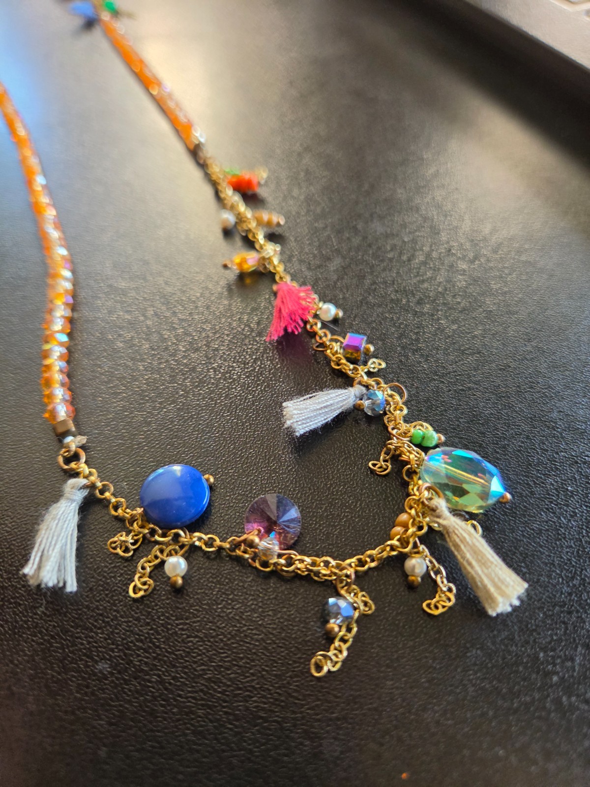 Beautiful Boho Long Tassel and Bead Necklace