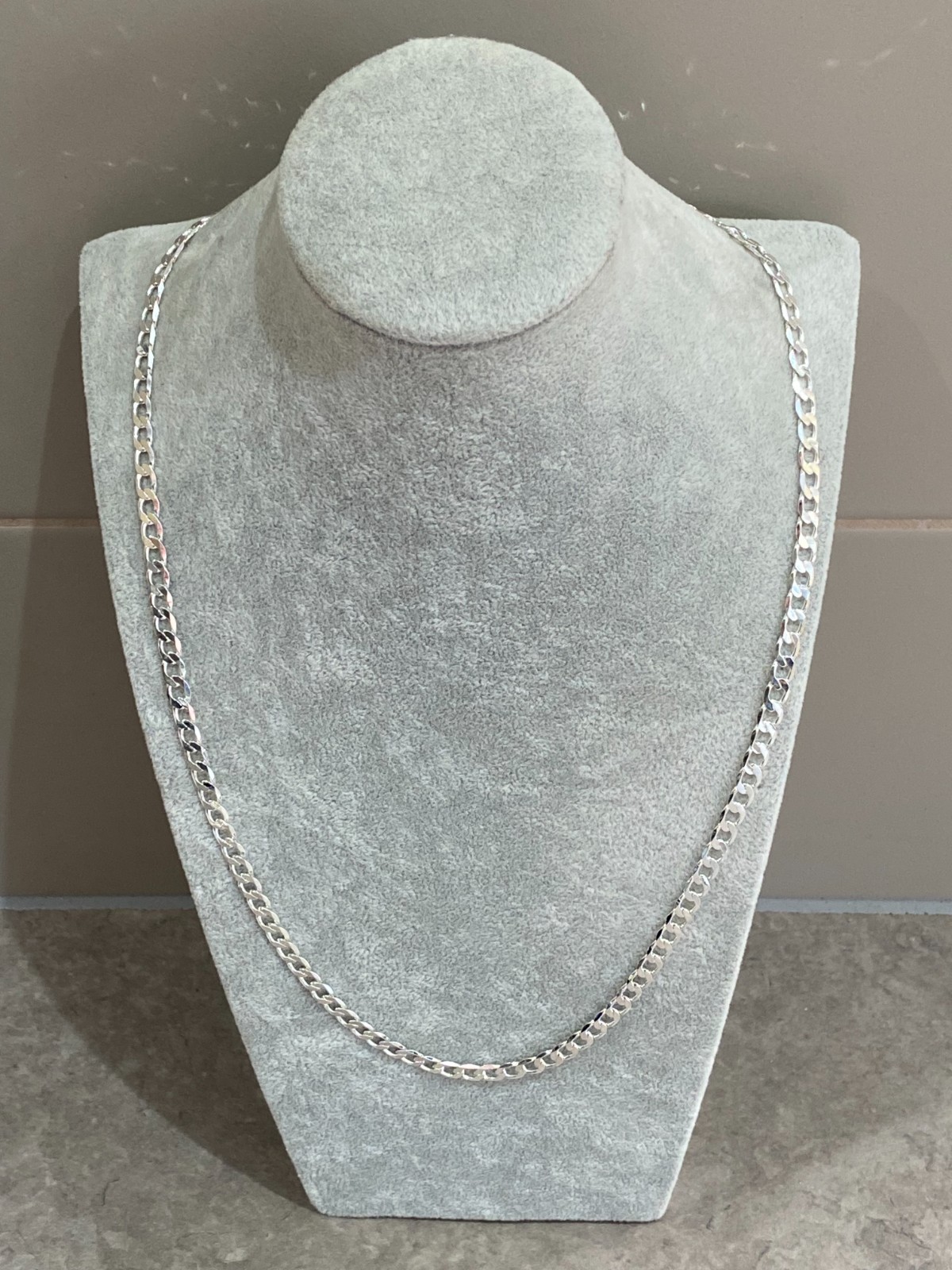 Mens Silver Plated Flat Curb Link Chain Necklace 24″ (60cm) 6mm Thick