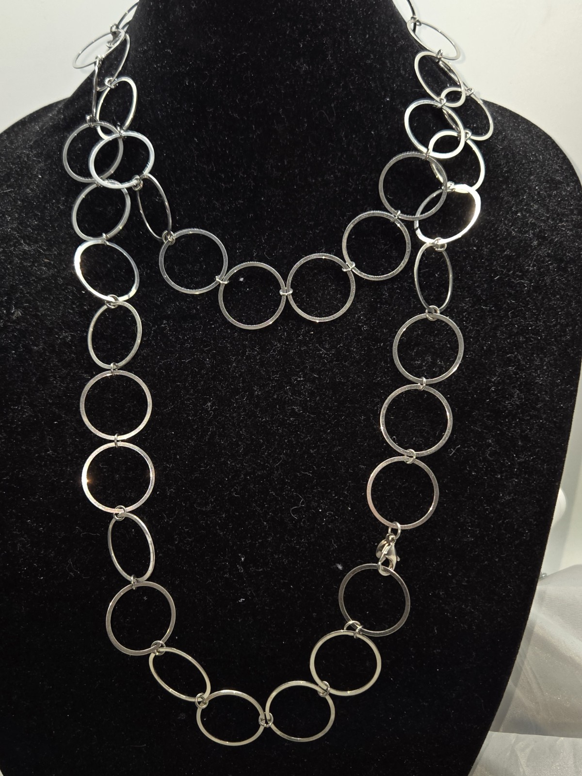 Milor China Stainless Steel Long Round Hoop Linked Necklace With Lobster Clasp