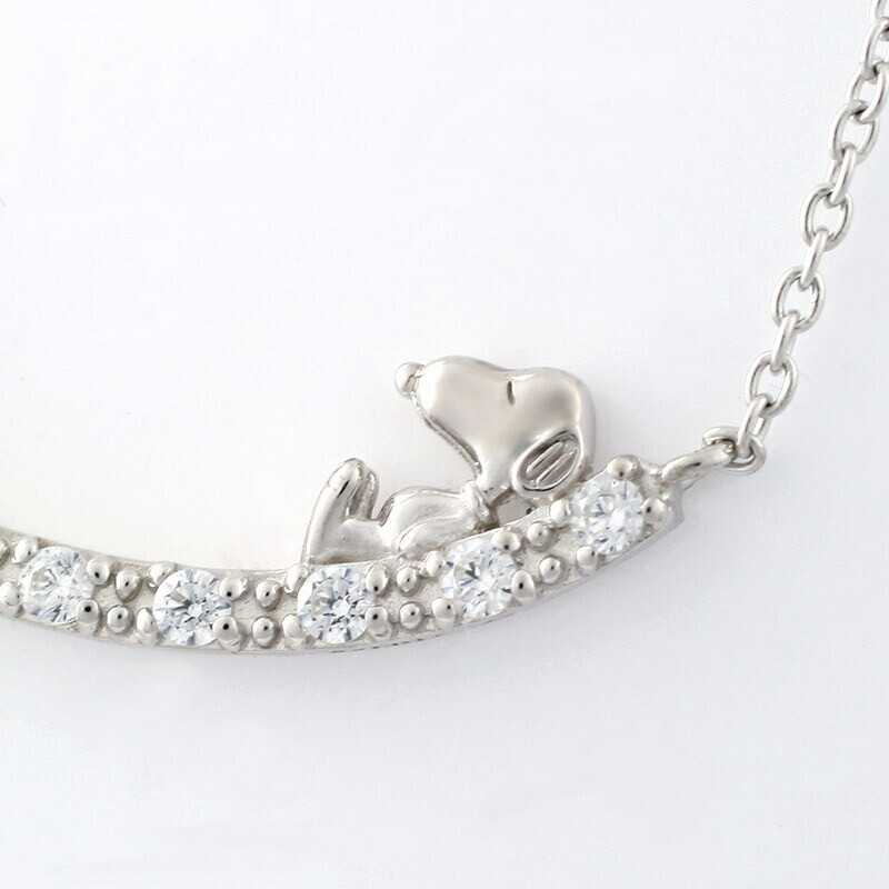 Peanuts Snoopy HAPPY Necklace Silver 925 SV925 40cm 16″ in Box Japan New