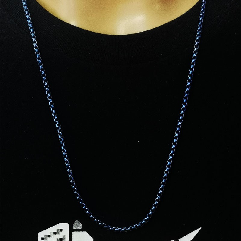 Unisex Pure Titanium Necklace 3mm Box Chain Anti-allergy Length 24” 26” 28”