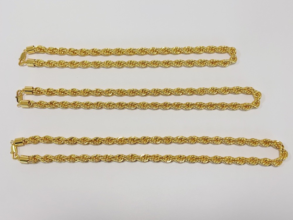 18K Yellow Gold 10mm Diamond Cut Rope Chain Necklace Mens Womens 24in 26in 28in